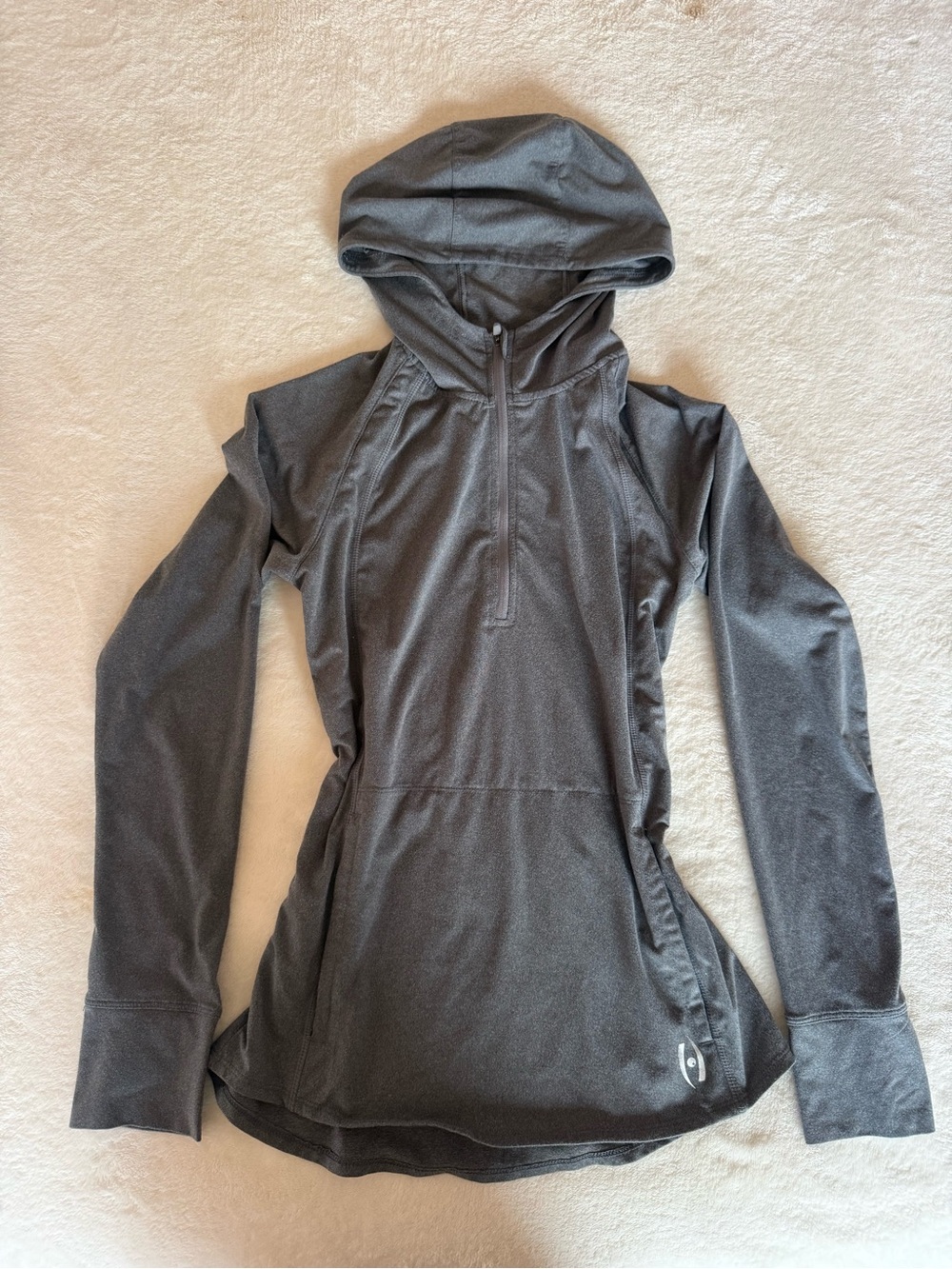 Women's Charcoal Gray Hooded Half-Zip Active Top